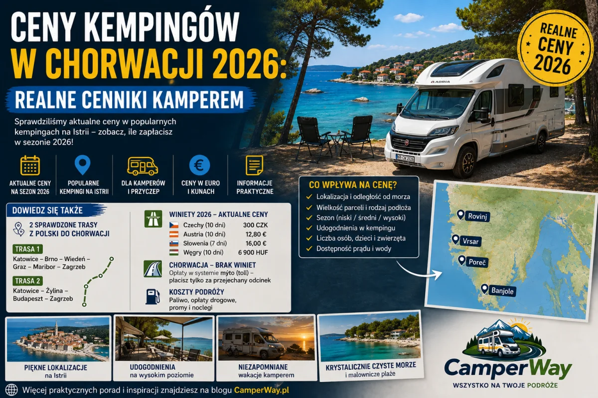 Ceny kempingów w Chorwacji 2026: realne cenniki kamperem